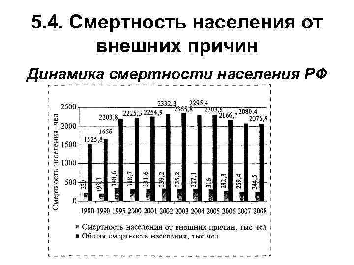 5. 4. Смертность населения от внешних причин Динамика смертности населения РФ 