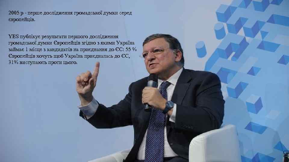 2005 р - перше дослідження громадської думки серед європейців. YES публікує результати першого дослідження