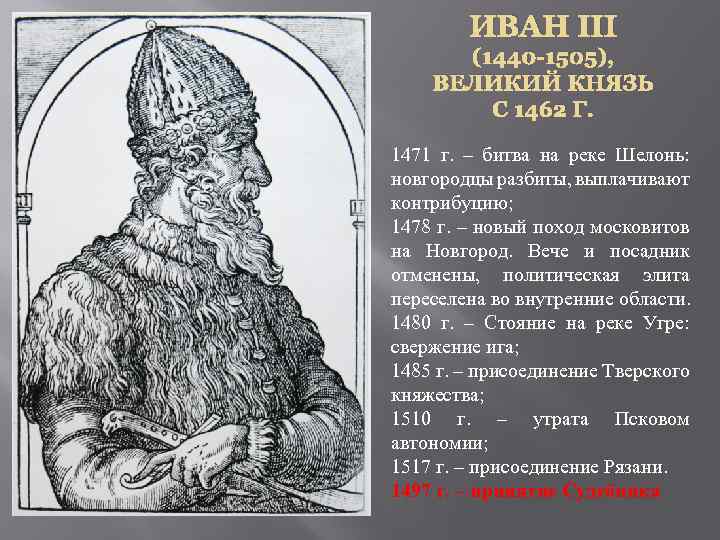 ИВАН III (1440 -1505), ВЕЛИКИЙ КНЯЗЬ С 1462 Г. 1471 г. – битва на