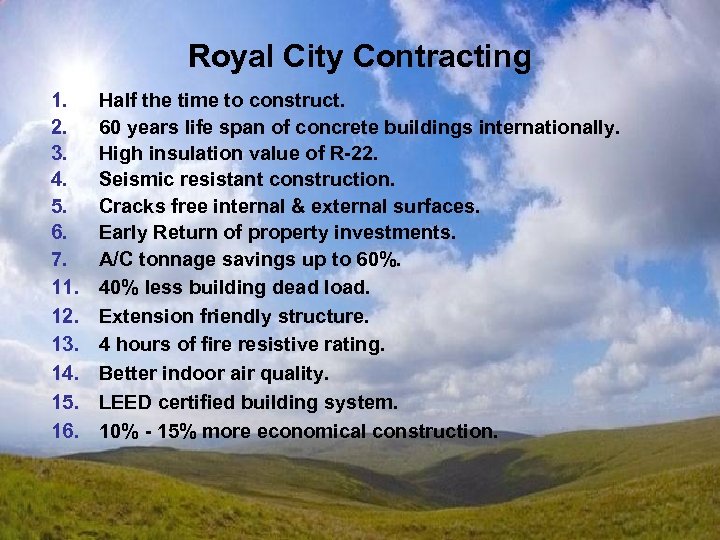Royal City Contracting 1. 2. 3. 4. 5. 6. 7. 11. 12. 13. 14.
