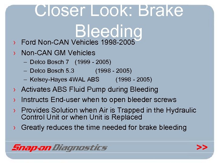 Closer Look: Brake Bleeding › Ford Non-CAN Vehicles 1998 -2005 › Non-CAN GM Vehicles