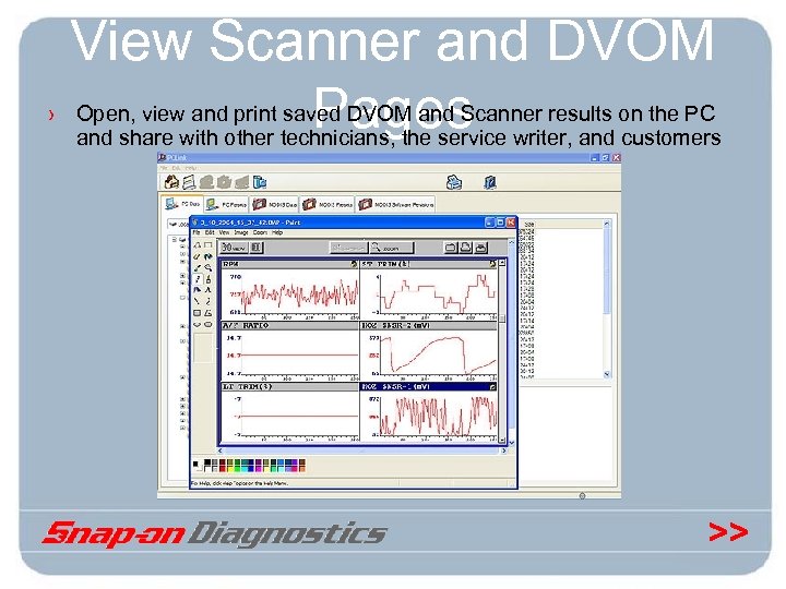 View Scanner and DVOM Pages › Open, view and print saved DVOM and Scanner