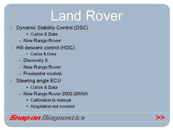 Land Rover › Dynamic Stability Control (DSC) • Codes & Data – New Range