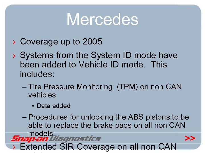 Mercedes › Coverage up to 2005 › Systems from the System ID mode have