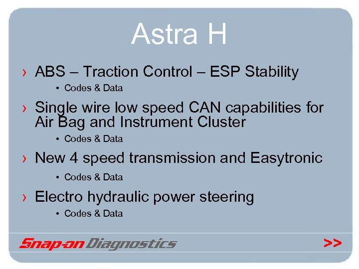 Astra H › ABS – Traction Control – ESP Stability • Codes & Data