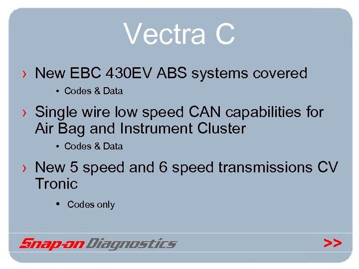 Vectra C › New EBC 430 EV ABS systems covered • Codes & Data