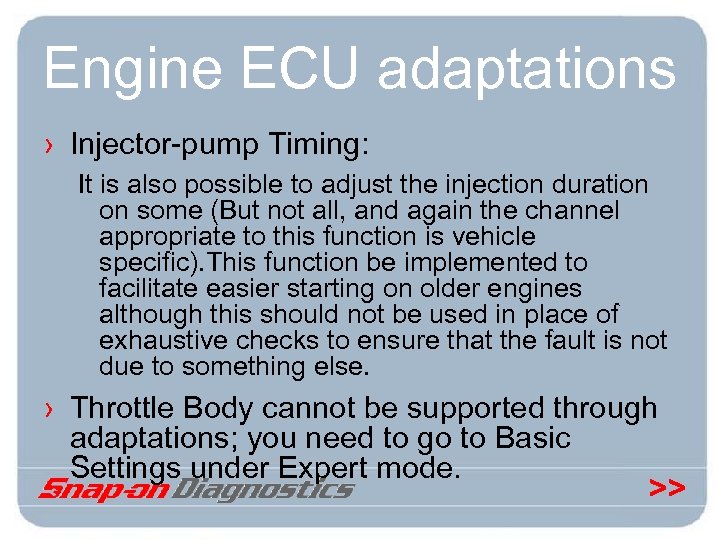 Engine ECU adaptations › Injector-pump Timing: It is also possible to adjust the injection