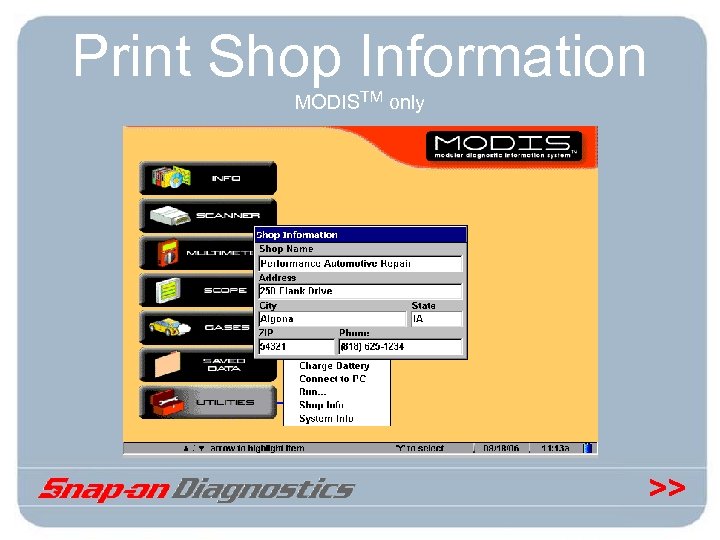 Print Shop Information MODISTM only >> 