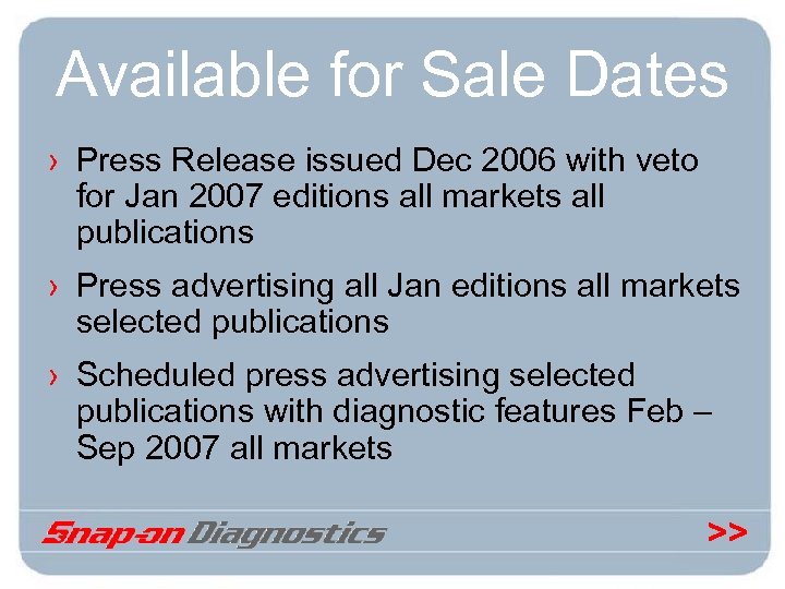 Available for Sale Dates › Press Release issued Dec 2006 with veto for Jan