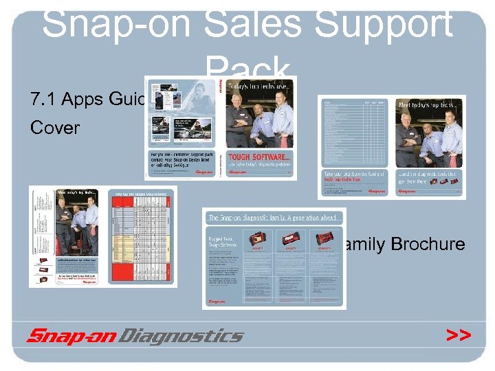 Snap-on Sales Support Pack 7. 1 Apps Guide Cover Family Brochure >> 