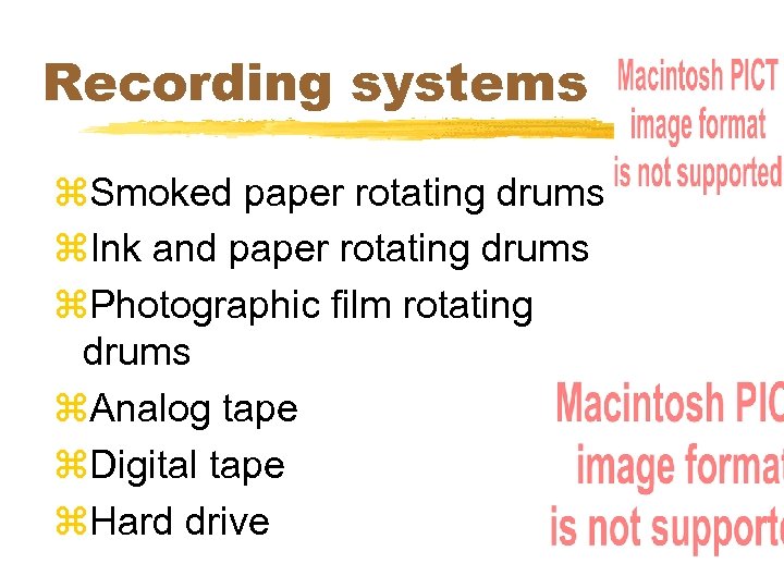 Recording systems z. Smoked paper rotating drums z. Ink and paper rotating drums z.