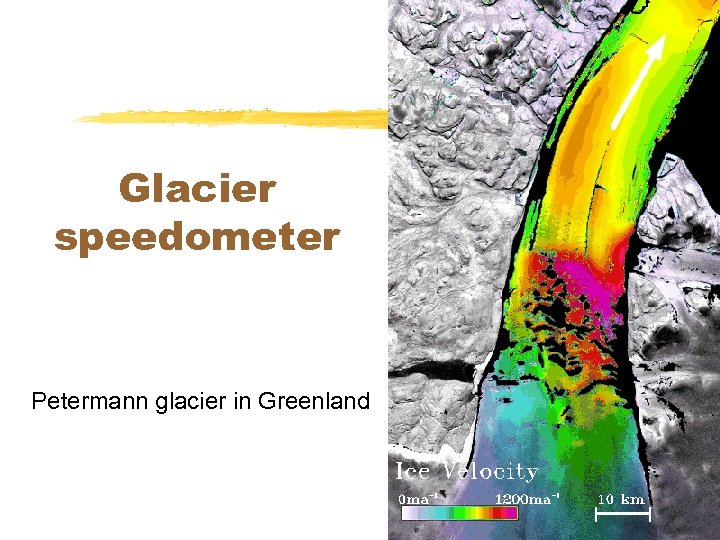 Glacier speedometer Petermann glacier in Greenland 