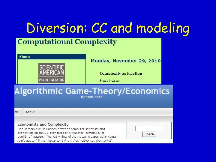 Diversion: CC and modeling 