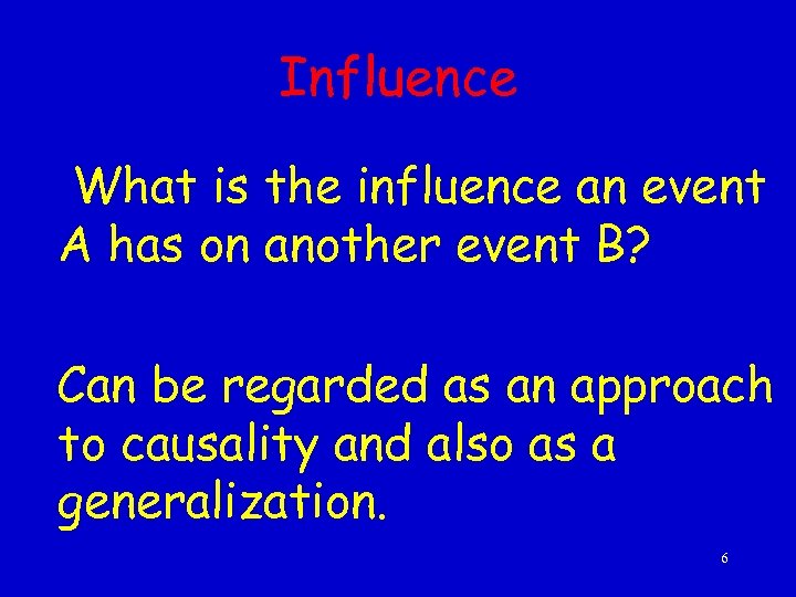 Influence What is the influence an event A has on another event B? Can
