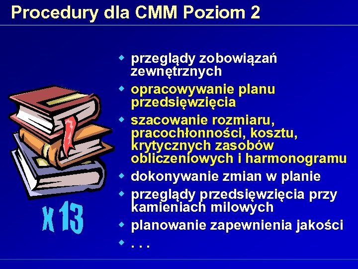 Procedury dla CMM Poziom 2 w przeglądy zobowiązań zewnętrznych w opracowywanie planu przedsięwzięcia w