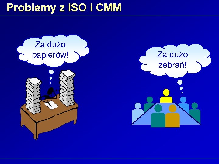 Problemy z ISO i CMM Za dużo papierów! Za dużo zebrań! 