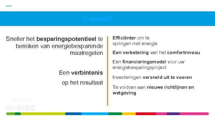 U wenst? Sneller het besparingspotentieel te bereiken van energiebesparende maatregelen Een verbintenis op het