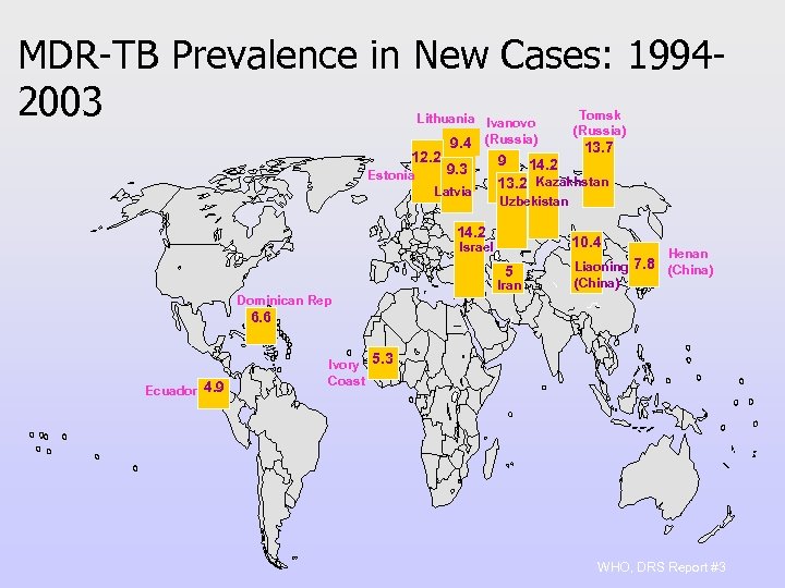 MDR-TB Prevalence in New Cases: 19942003 Lithuania Ivanovo 9. 4 (Russia) 12. 2 Estonia