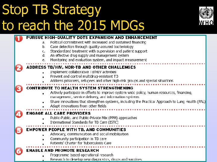 Stop TB Strategy to reach the 2015 MDGs 