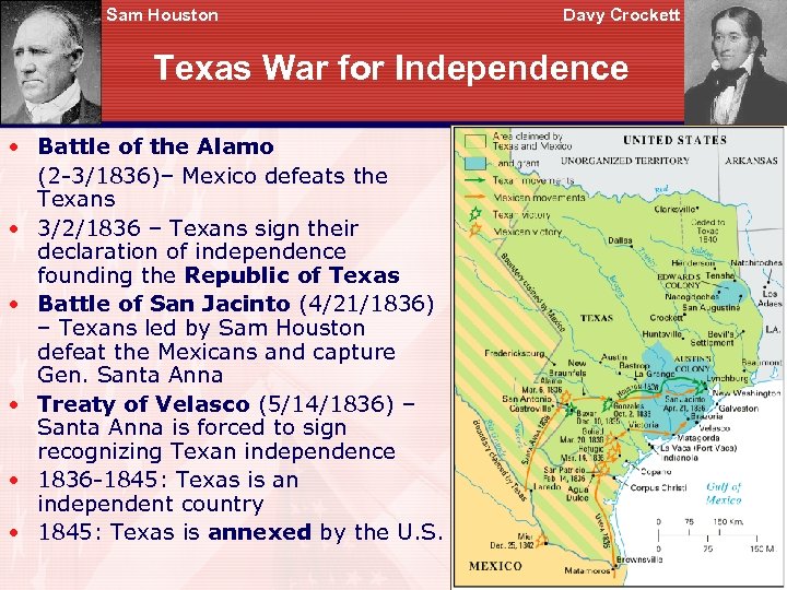 Sam Houston Davy Crockett Texas War for Independence • Battle of the Alamo (2