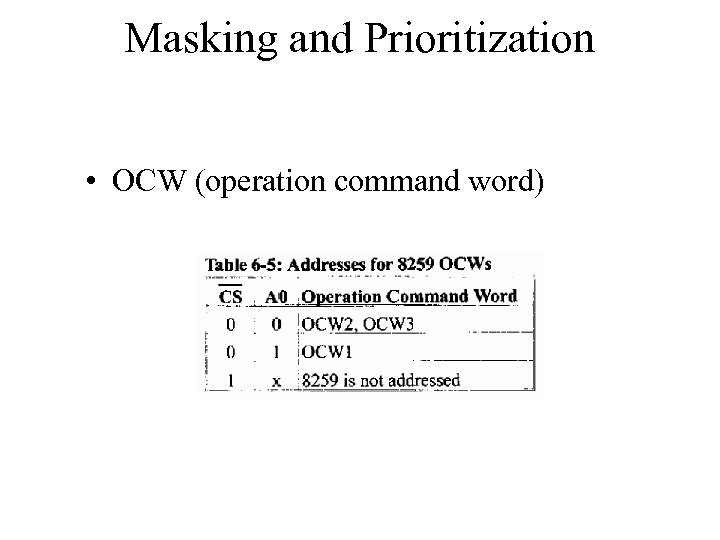 Masking and Prioritization • OCW (operation command word) 