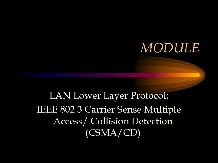 MODULE LAN Lower Layer Protocol: IEEE 802. 3 Carrier Sense Multiple Access/ Collision Detection