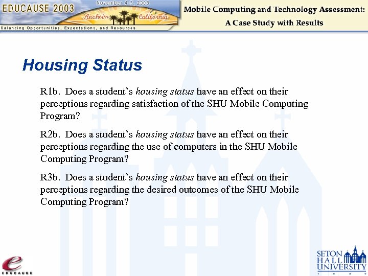 Housing Status R 1 b. Does a student’s housing status have an effect on