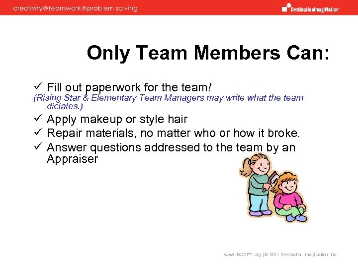 Only Team Members Can: ü Fill out paperwork for the team! (Rising Star &