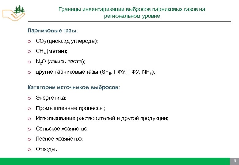 Границы инвентаризации выбросов парниковых газов на региональном уровне Парниковые газы: o СО 2 (диоксид