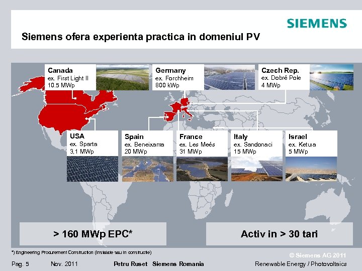 Siemens ofera experienta practica in domeniul PV Canada Germany Czech Rep. ex. First Light