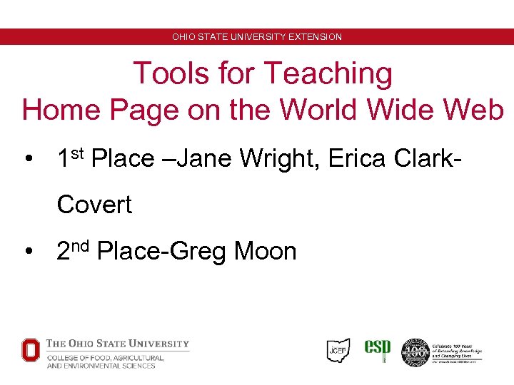 OHIO STATE UNIVERSITY EXTENSION Tools for Teaching Home Page on the World Wide Web