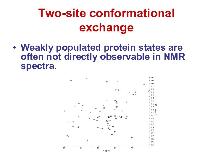 Two-site conformational exchange • Weakly populated protein states are often not directly observable in