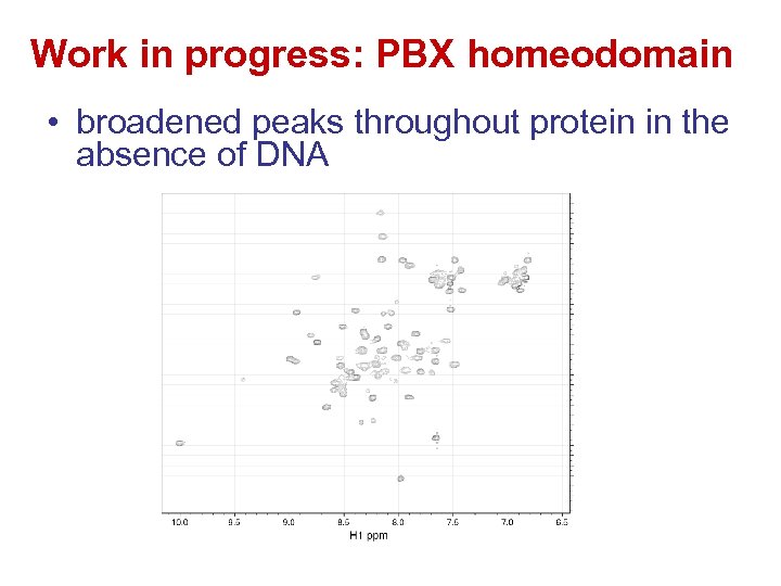 Work in progress: PBX homeodomain • broadened peaks throughout protein in the absence of