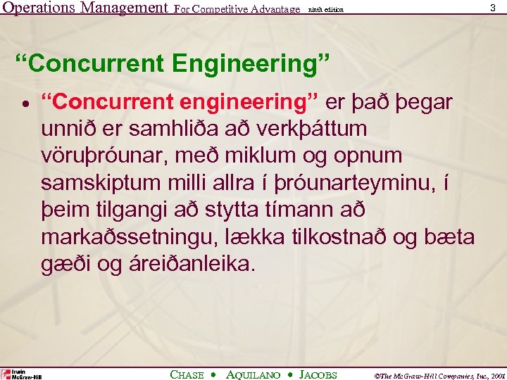 Operations Management For Competitive Advantage 3 ninth edition “Concurrent Engineering” · “Concurrent engineering” er