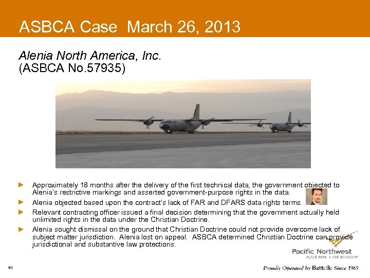 ASBCA Case March 26, 2013 Alenia North America, Inc. (ASBCA No. 57935) Approximately 18