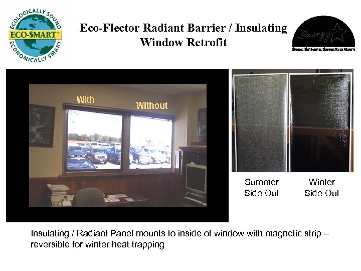 Eco-Flector Radiant Barrier / Insulating Window Retrofit Summer Side Out Winter Side Out Insulating