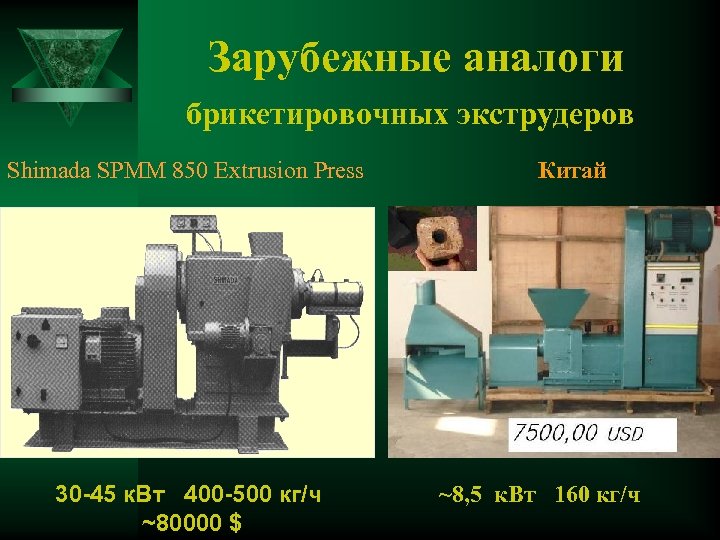 Зарубежные аналоги брикетировочных экструдеров Shimada SPMM 850 Extrusion Press 30 -45 к. Вт 400