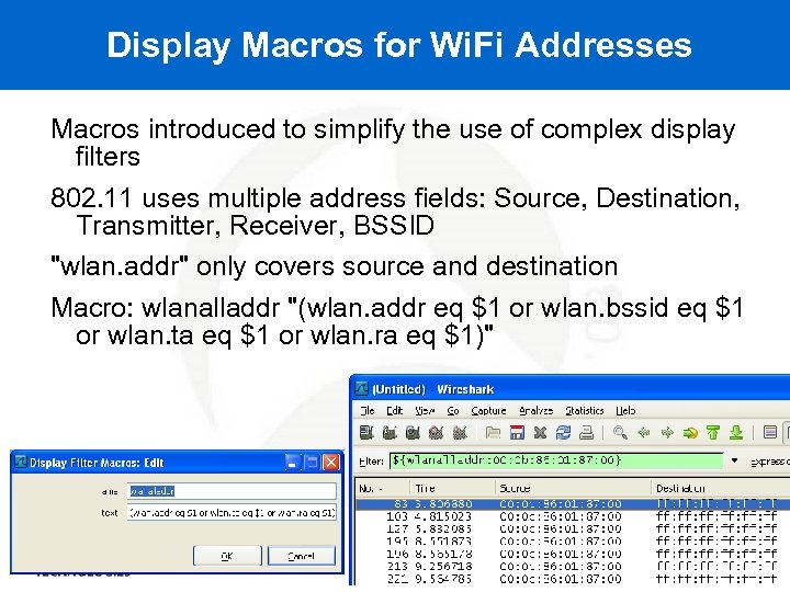 Display Macros for Wi. Fi Addresses Macros introduced to simplify the use of complex