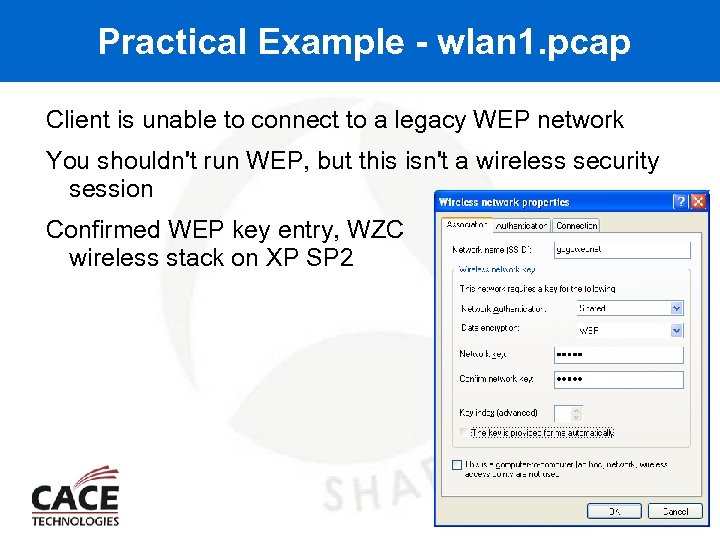 Practical Example - wlan 1. pcap Client is unable to connect to a legacy