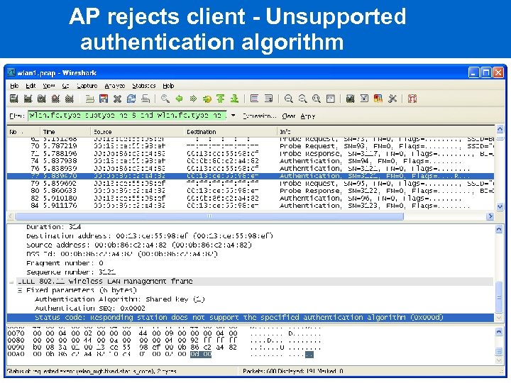 AP rejects client - Unsupported authentication algorithm 