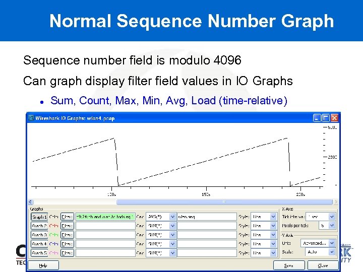 Normal Sequence Number Graph Sequence number field is modulo 4096 Can graph display filter