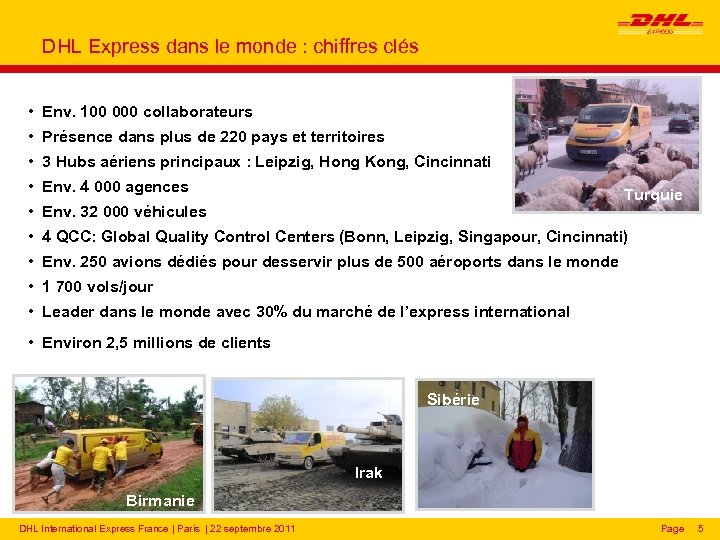 DHL Express dans le monde : chiffres clés • Env. 100 000 collaborateurs •