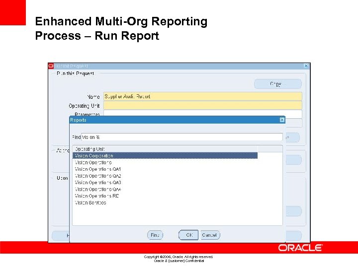 Enhanced Multi-Org Reporting Process – Run Report Copyright © 2006, Oracle. All rights reserved.
