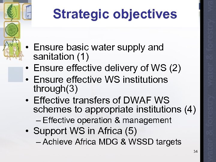 Strategic objectives • Ensure basic water supply and sanitation (1) • Ensure effective delivery