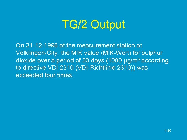 TG/2 Output On 31 -12 -1996 at the measurement station at Völklingen-City, the MIK