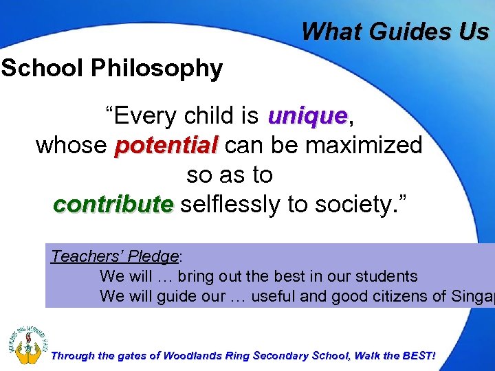 What Guides Us School Philosophy “Every child is unique, unique whose potential can be