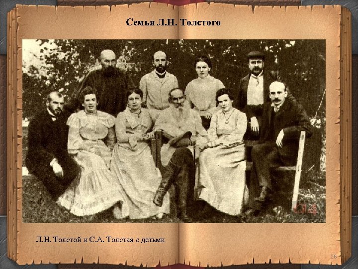 Семья Л. Н. Толстого Л. Н. Толстой и С. А. Толстая с детьми 26