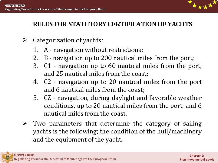 MONTENEGRO Negotiating Team for the Accession of Montenegro to the European Union RULES FOR