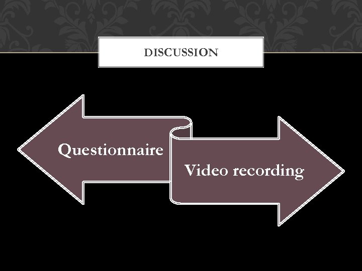 DISCUSSION Questionnaire Video recording 