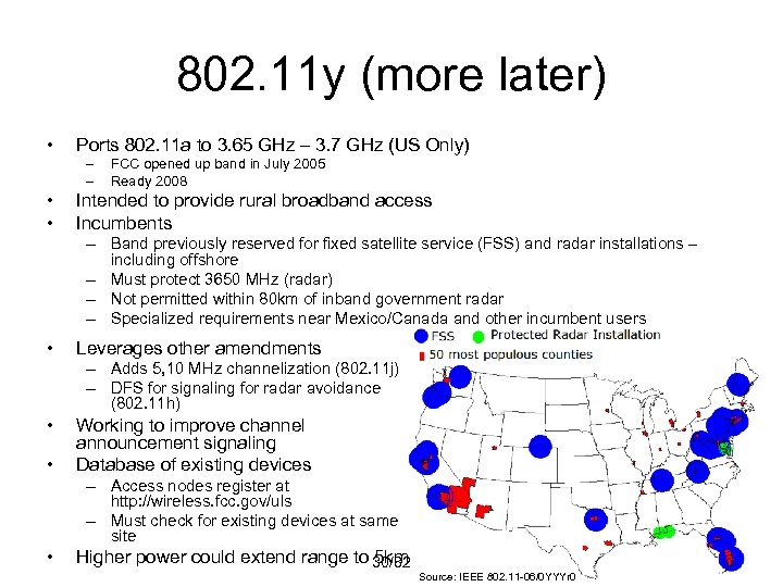 802. 11 y (more later) • Ports 802. 11 a to 3. 65 GHz
